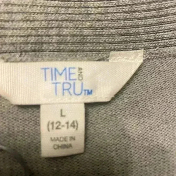 Time and Tru women’s open front light gray cardigan long sleeves size large - Picture 8 of 9